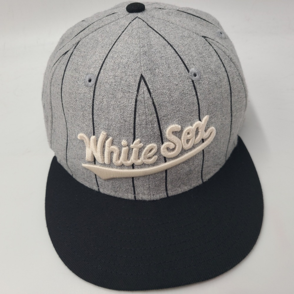 Chicago White Sox Hat Fitted 7 7/8 New Era 59Fifty Gray Black MLB Pinstripe Wool